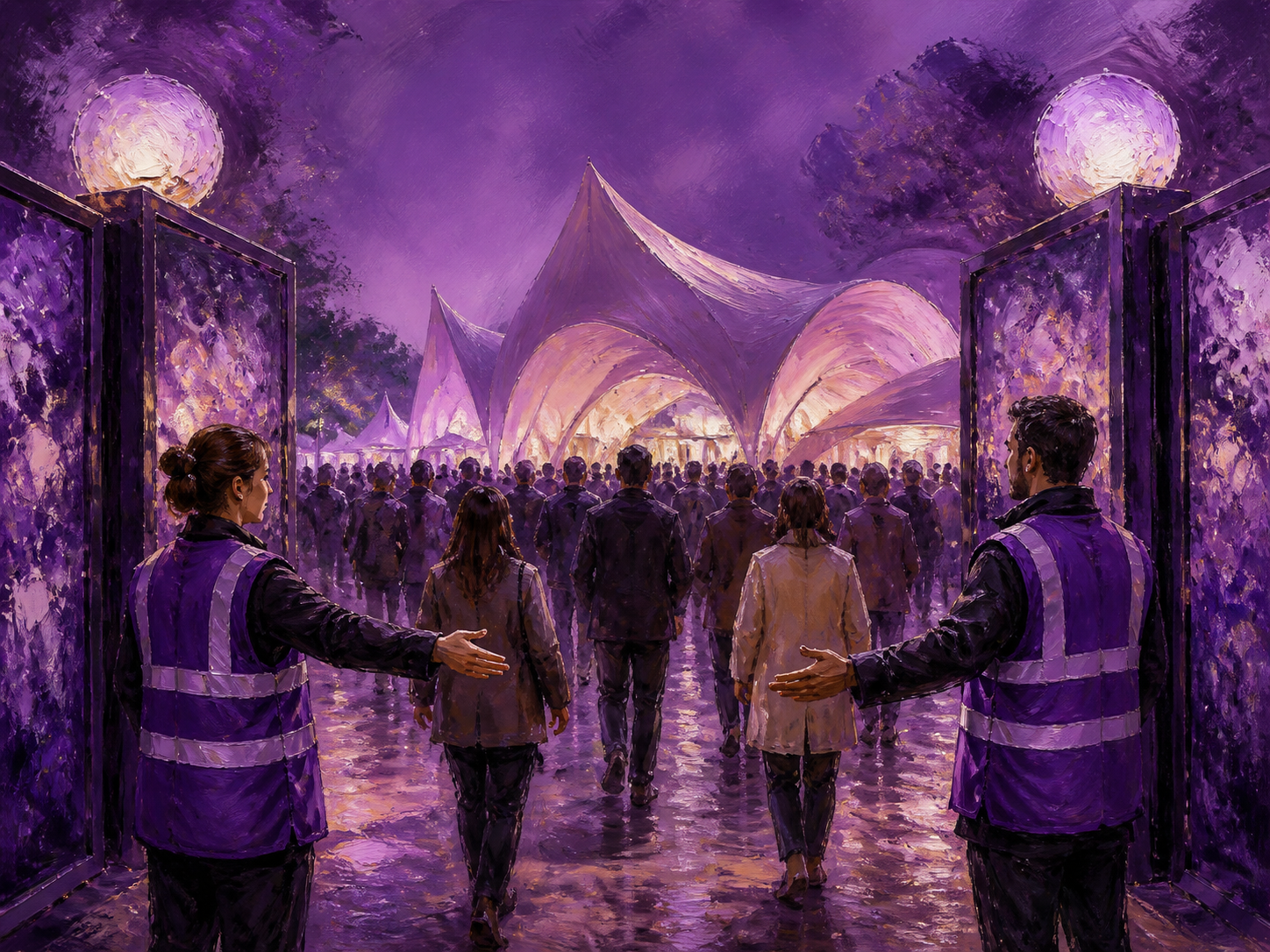 Illustration of workers preparing the Riyadh Expo 2030 site
