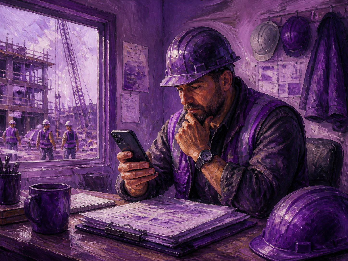 Illustration of workers choosing between contractors at a hiring drive