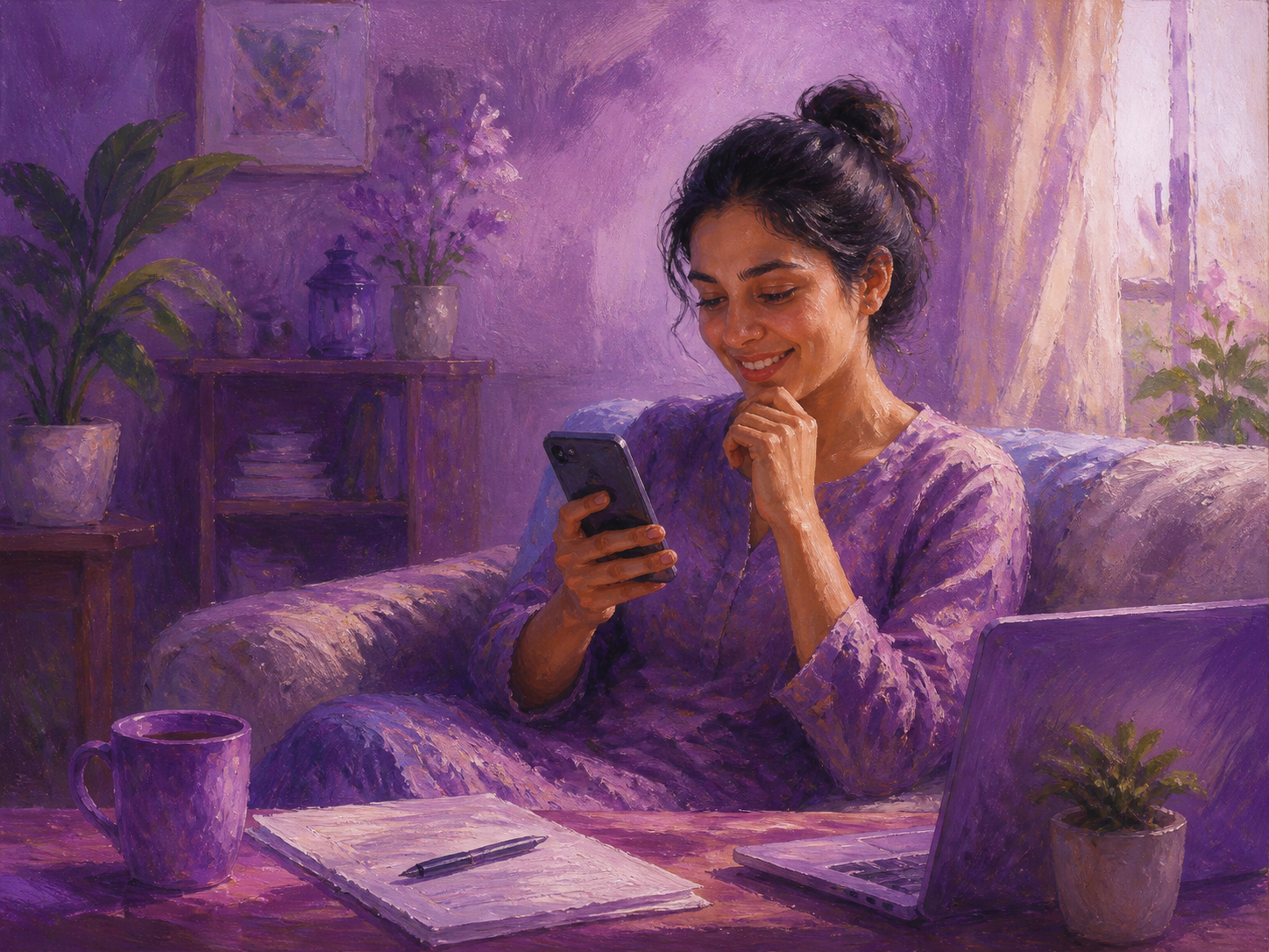 Illustration of a worker holding a phone with a digital work permit