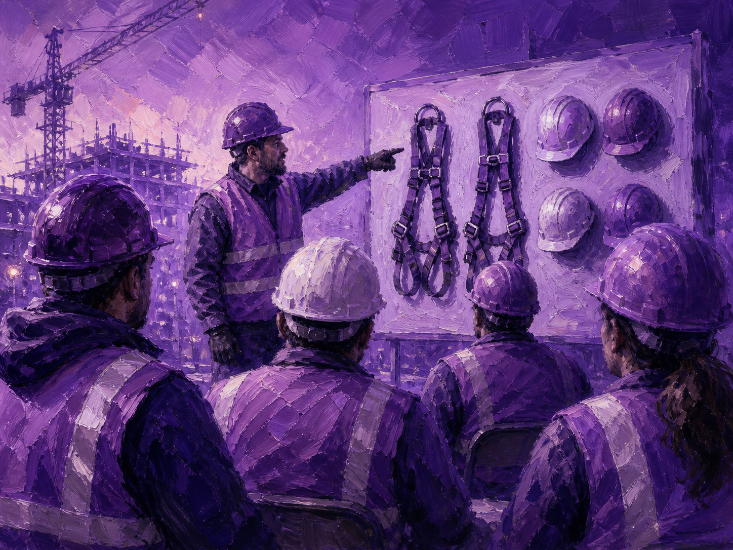 Illustration of a construction worker earning a safety certificate