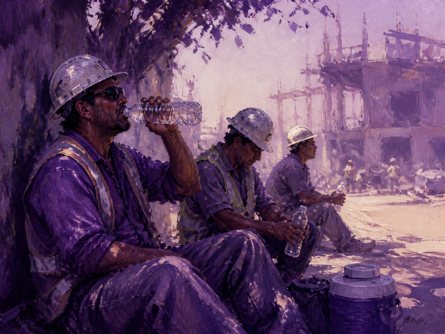 Illustration of construction scheduling around summer heat in the Gulf